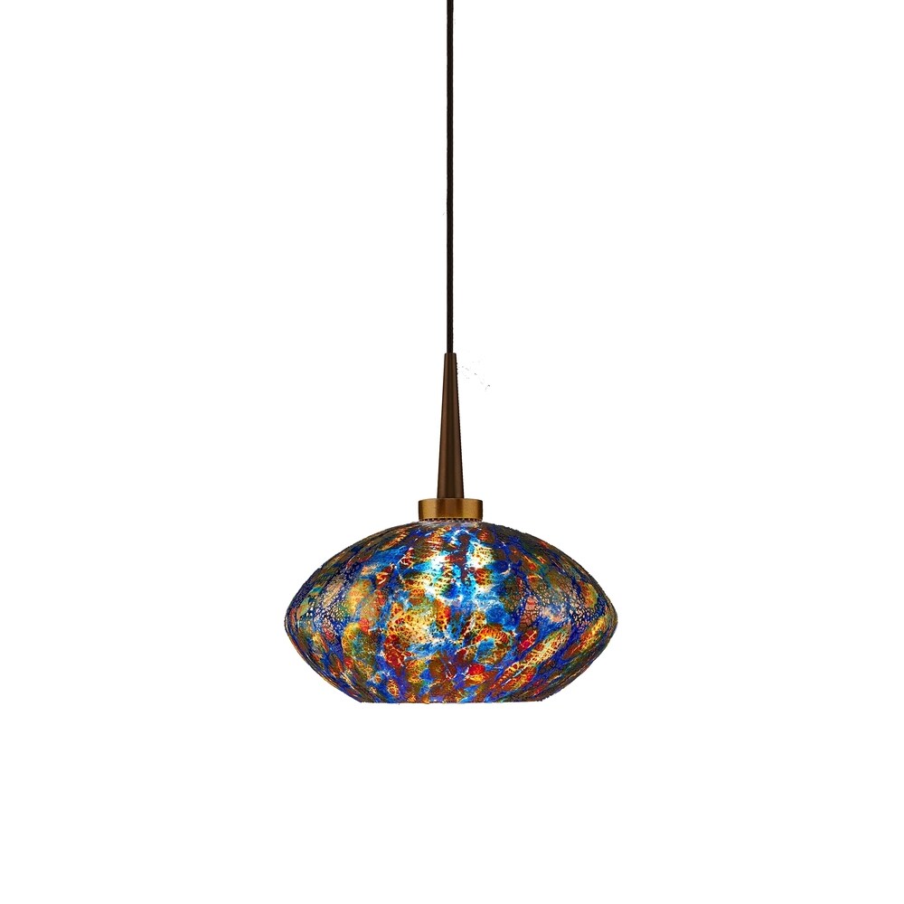 Bruck Lighting Pandora LED 4-inch Canopy Bronze Pendant with Sapphire Glass Shade
