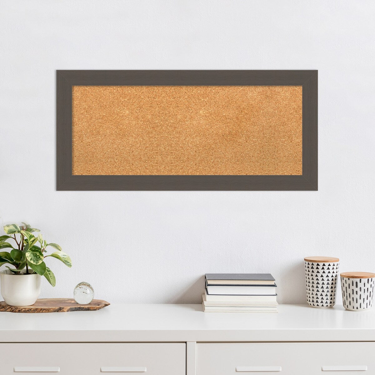 Brushed Framed Natural Corkboard Bulletin Board