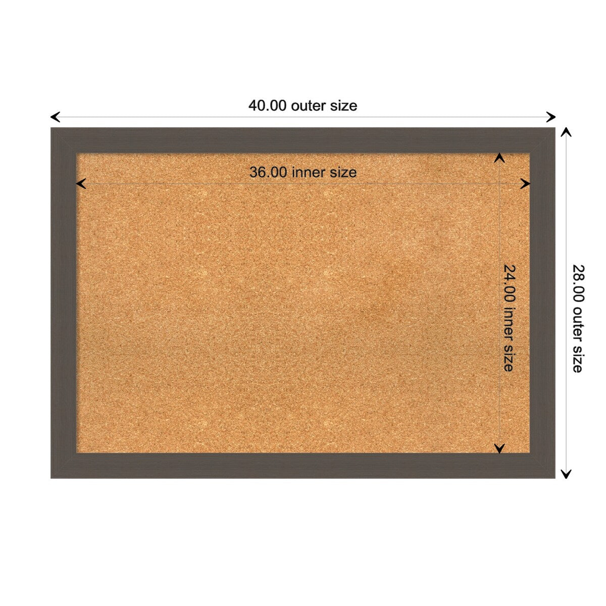 Brushed Framed Natural Corkboard Bulletin Board
