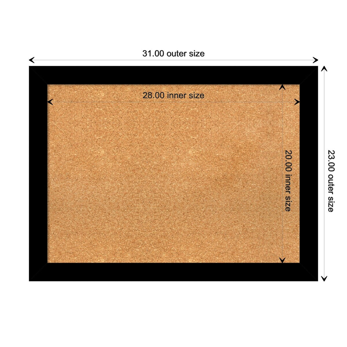 Brushed Framed Natural Corkboard Bulletin Board