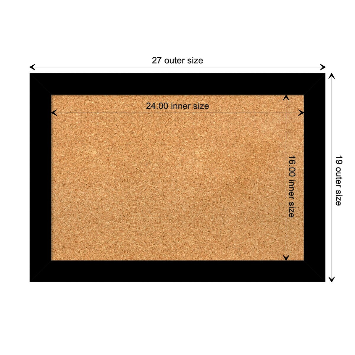 Brushed Framed Natural Corkboard Bulletin Board