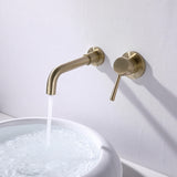 Brushed Gold Brass Single-Handle Wall Mounted Bathroom Faucet - 7'6" x 9'6"