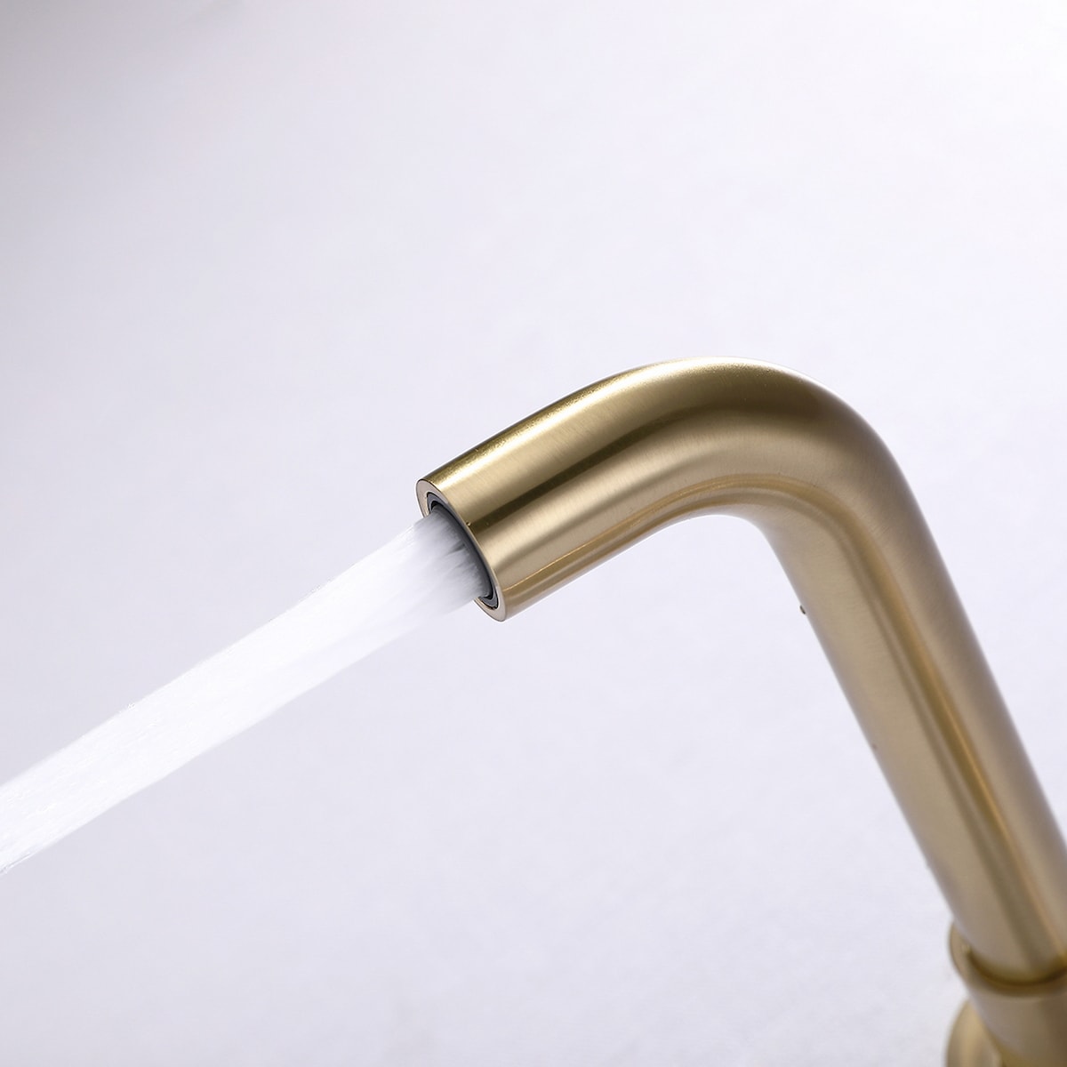 Brushed Gold Brass Single-Handle Wall Mounted Bathroom Faucet - 7'6" x 9'6"