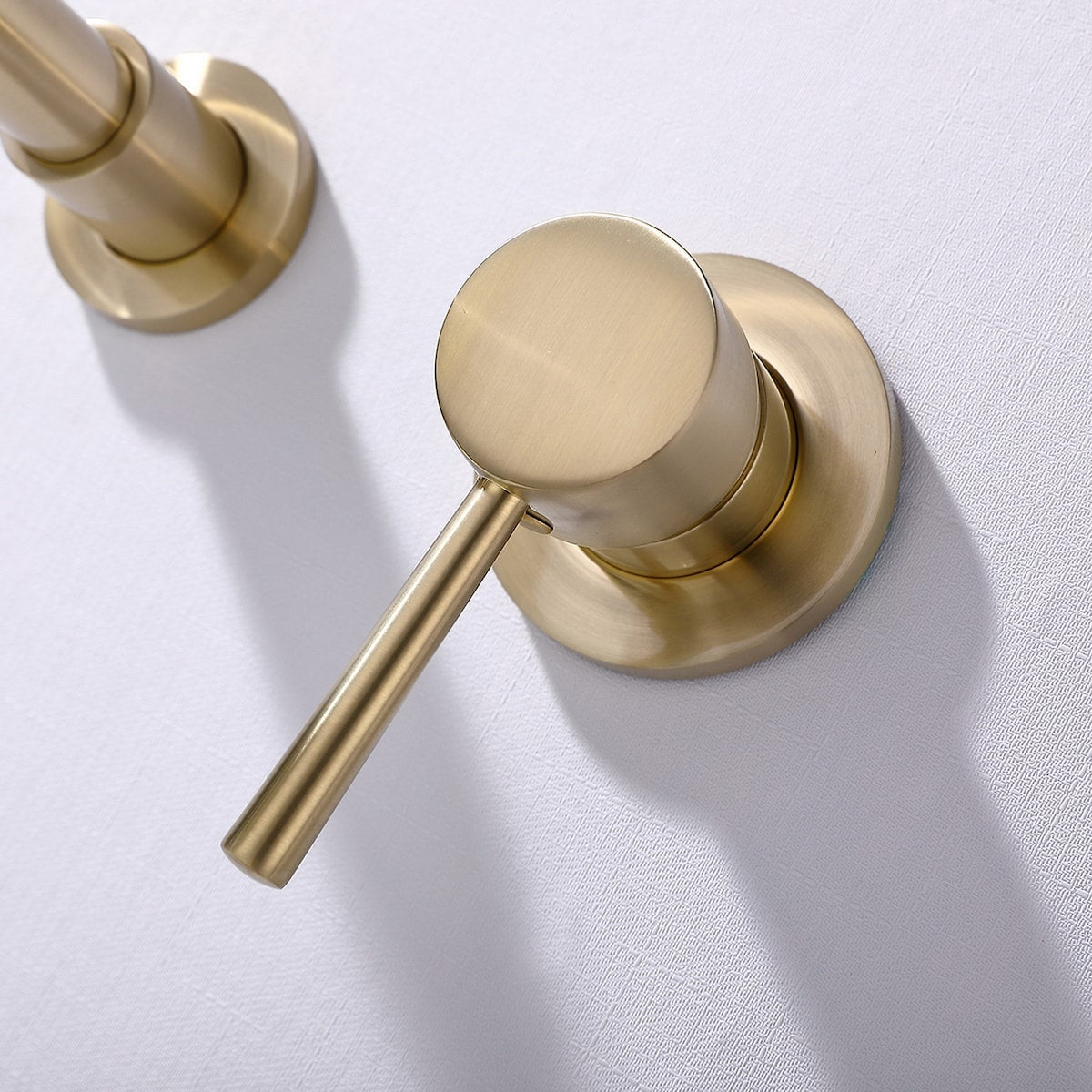Brushed Gold Brass Single-Handle Wall Mounted Bathroom Faucet - 7'6" x 9'6"