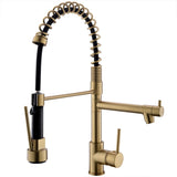 Brushed Gold Pulldown 2-Function Single-Handle Kitchen Faucet