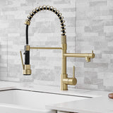 Brushed Gold Pulldown 2-Function Single-Handle Kitchen Faucet