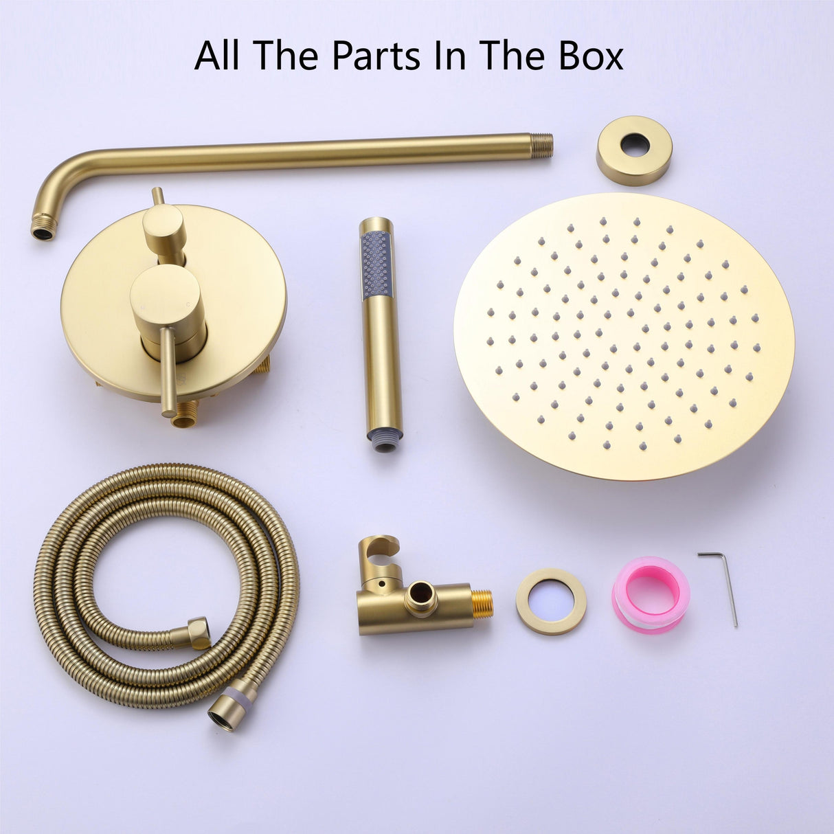 Brushed Gold Rain Shower System Wall Mount Rain Shower Head With Handheld Shower Combo Set Rough-In Valve