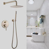 Brushed Gold Rain Shower System Wall Mount Rain Shower Head With Handheld Shower Combo Set Rough-In Valve