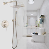 Brushed Gold Rain Shower System Wall Mount Rain Shower Head With Handheld Shower Combo Set Rough-In Valve