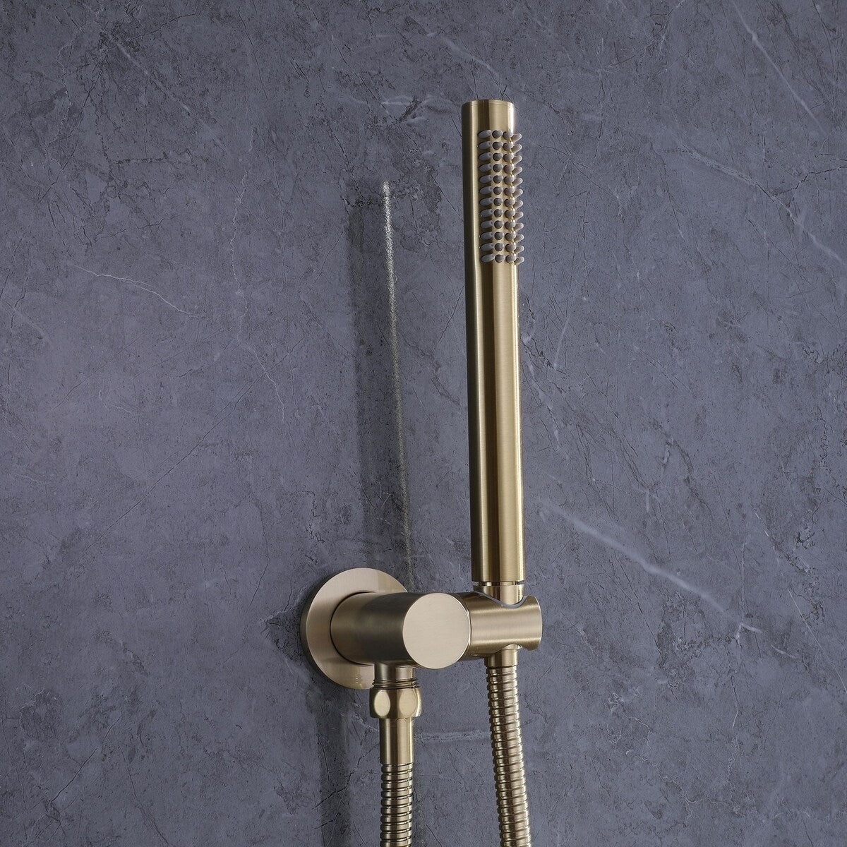 Brushed Gold Round Double Handle Dual Function Bathroom Shower Set