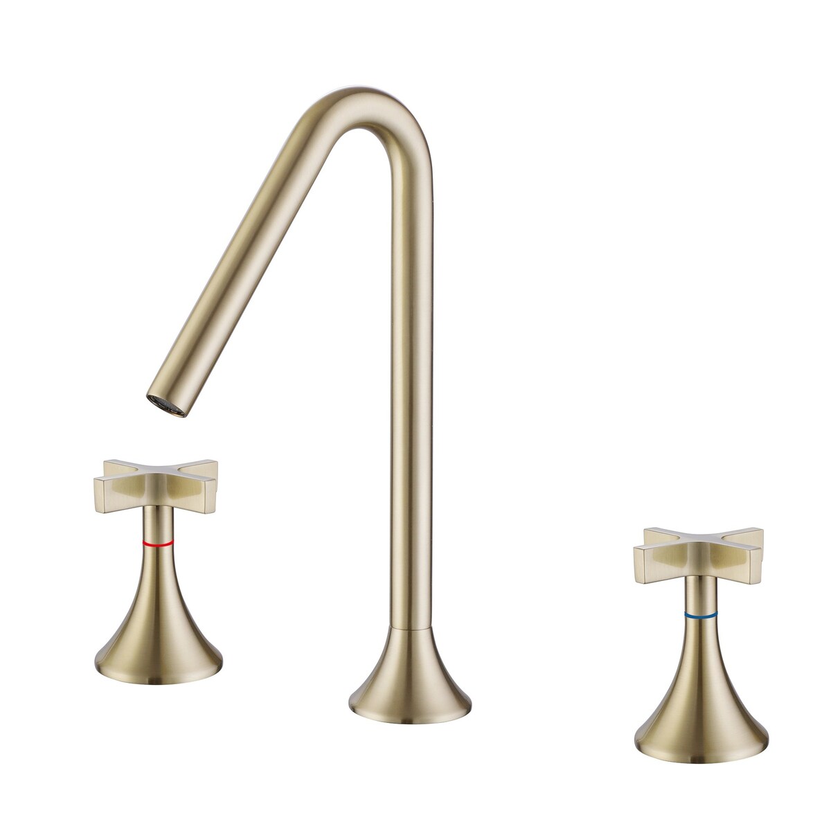 Brushed Gold Wall-Mount Bathroom Faucet with Cross Handles