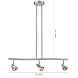 Brushed Nickel 3-light Semi Flush Mount Track Light