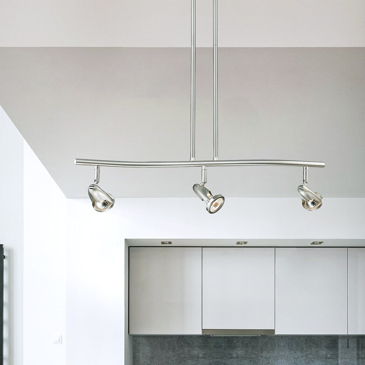 Brushed Nickel 3-light Semi Flush Mount Track Light