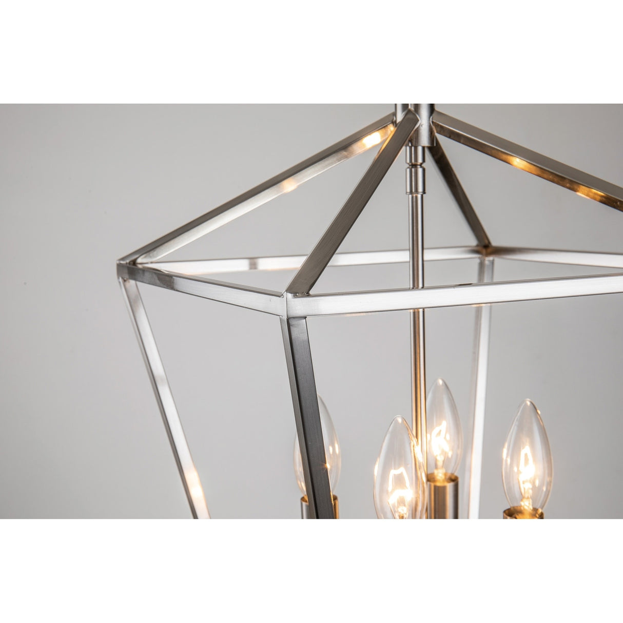 Brushed Nickel 4-Light Lantern Pendant 12 in with Sleeve - Brushed Nickel
