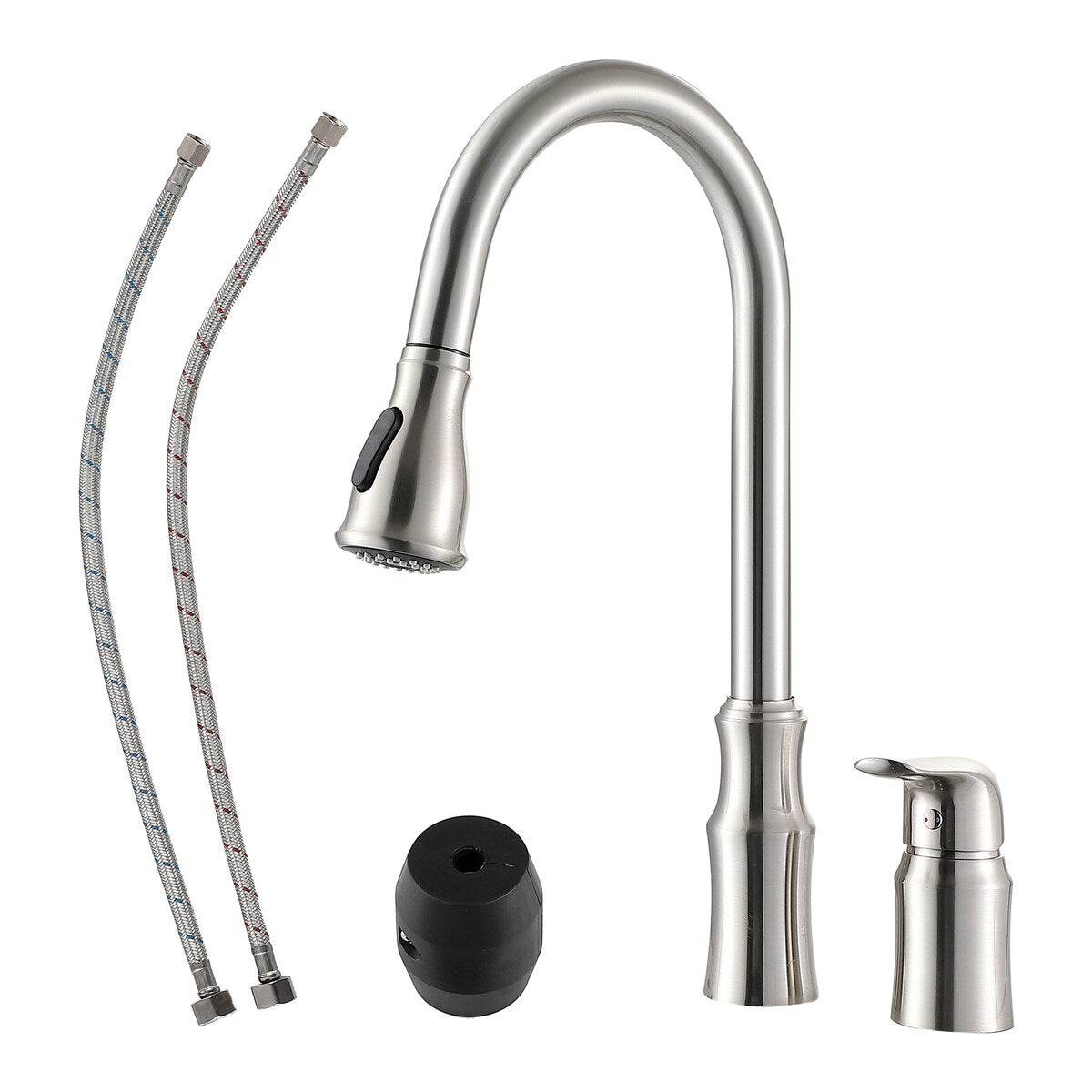 Brushed Nickel High Arc Single Handle Pull Down Kitchen Faucet