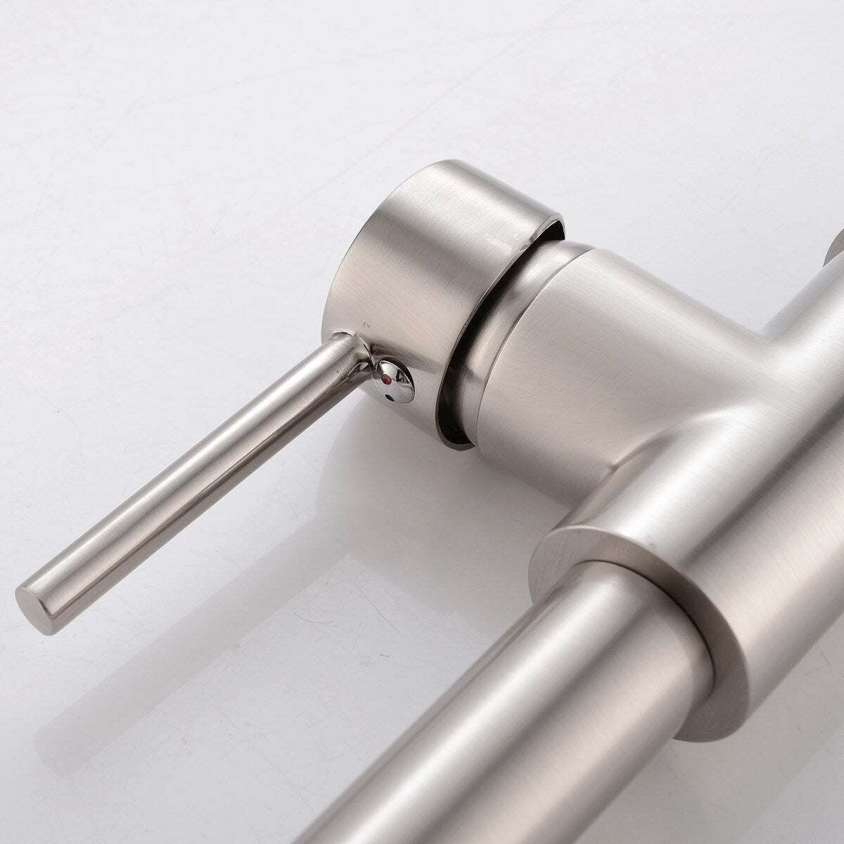 Brushed Nickel High Spring Double Outlets Pull-down Kitchen Faucet