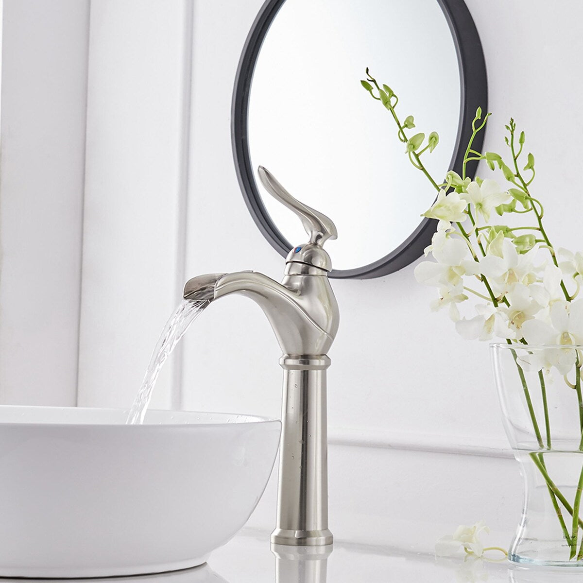 Brushed Nickel Vessel Sink Faucet Bathroom Faucet Drain with Assembly