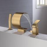 Brushed gold Bathtub Faucet Waterfall Mixer Faucet with Hand Shower Deck Mount - 8' x 10'