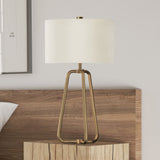 Bryan Golden Antique Brass Finish Table Lamp with Linen Shade