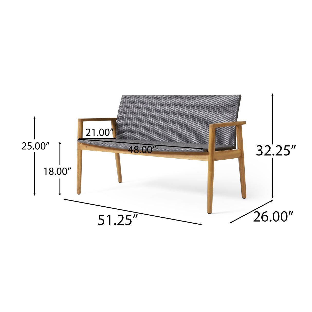 Bryan Outdoor Wicker and Acacia Wood Loveseat by Christopher Knight Home