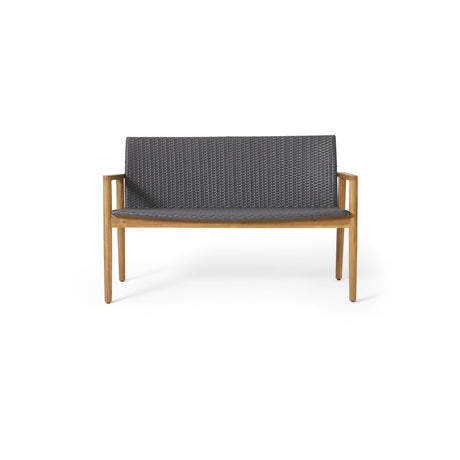Bryan Outdoor Wicker and Acacia Wood Loveseat by Christopher Knight Home