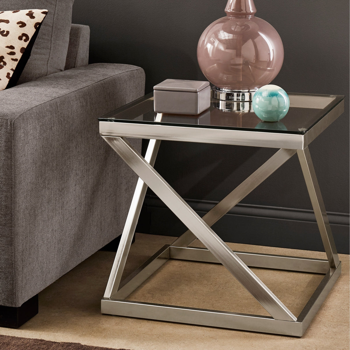 Brynn Brushed Nickel Coffee Table or Table Set by iNSPIRE Q Modern