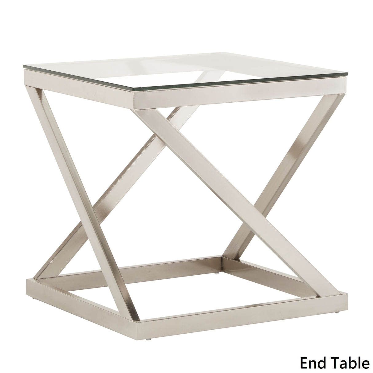 Brynn Brushed Nickel Coffee Table or Table Set by iNSPIRE Q Modern