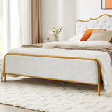 Buckle shaped backrest classic pull-button backrest bed，Full