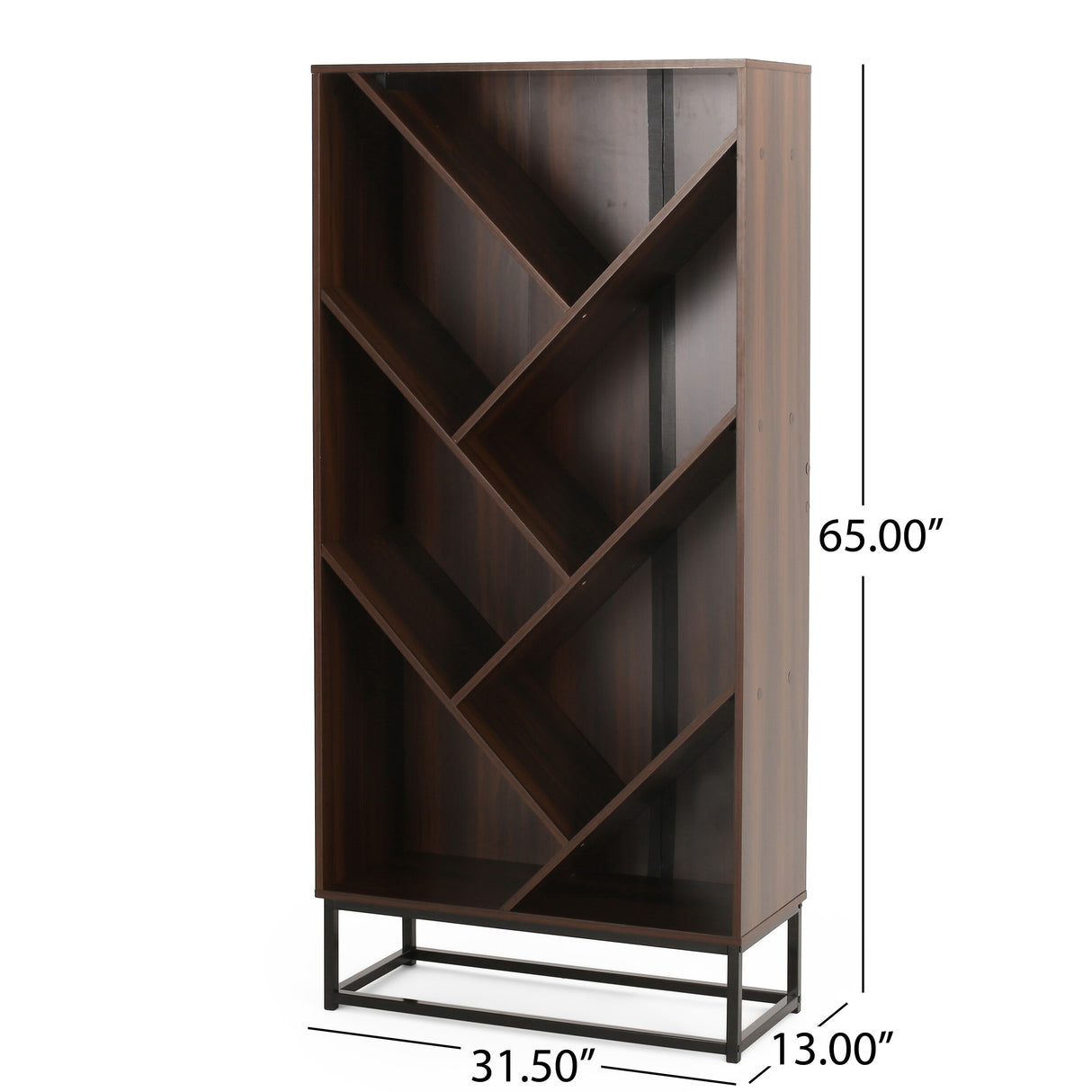 Bucy Modern Industrial 6 Shelf V Bookcase by Christopher Knight Home - 31.50" L x 13.00" W x 65.00" H