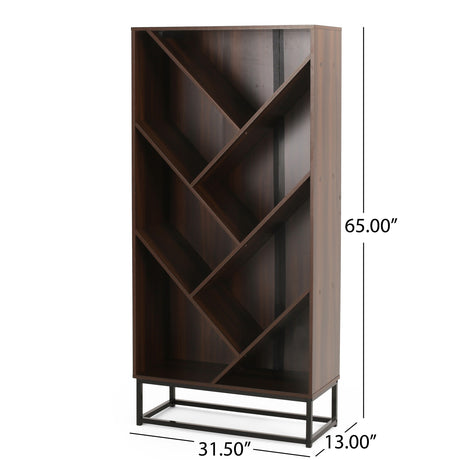 Bucy Modern Industrial 6 Shelf V Bookcase by Christopher Knight Home - 31.50" L x 13.00" W x 65.00" H