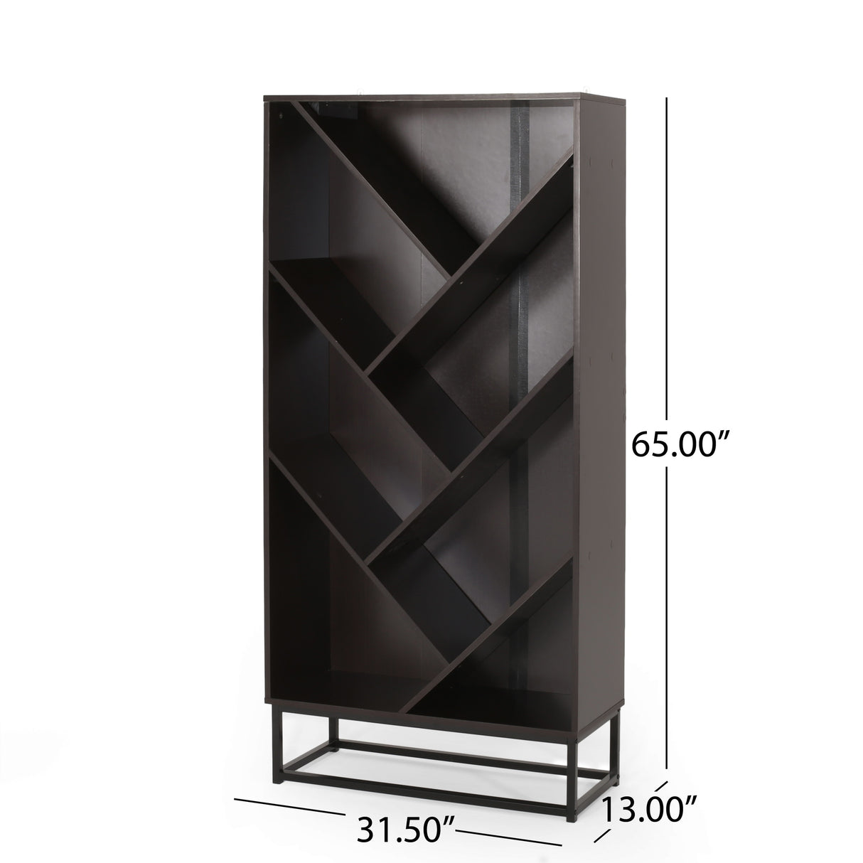 Bucy Modern Industrial 6 Shelf V Bookcase by Christopher Knight Home - 31.50" L x 13.00" W x 65.00" H