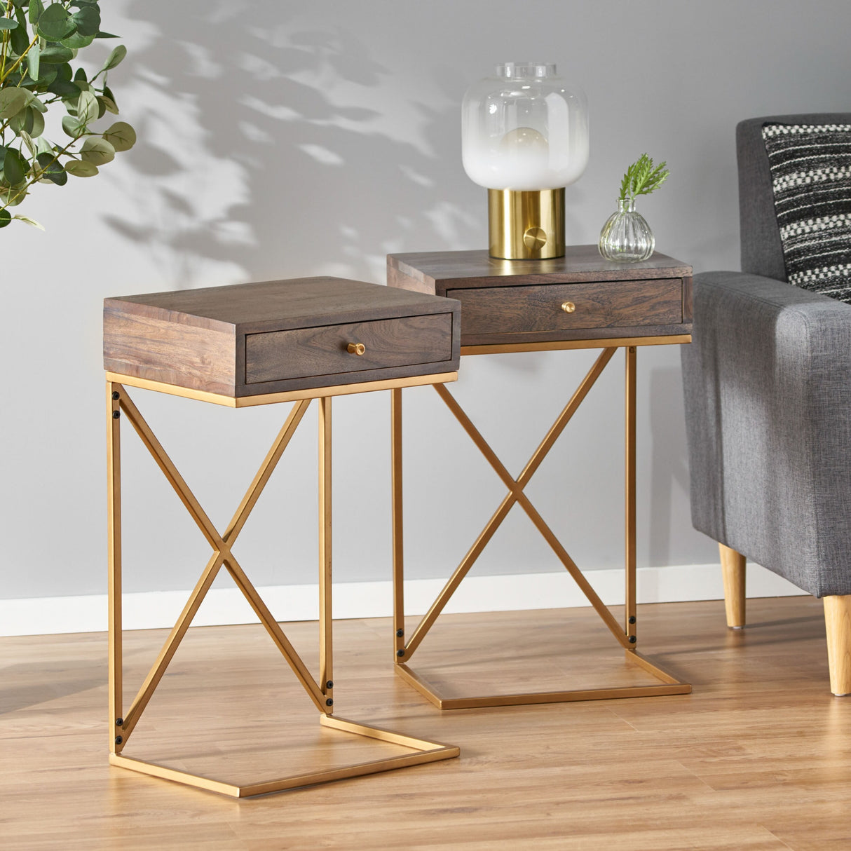 Bucyrus Handcrafted Acacia Wood C-Shaped Side Tables (Set of 2) by Christopher Knight Home