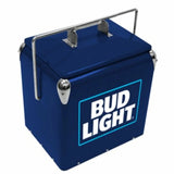 Bud Light Vintage Hard Beverage Cooler Insulated Metal Exterior with Self-Locking Handle - Blue