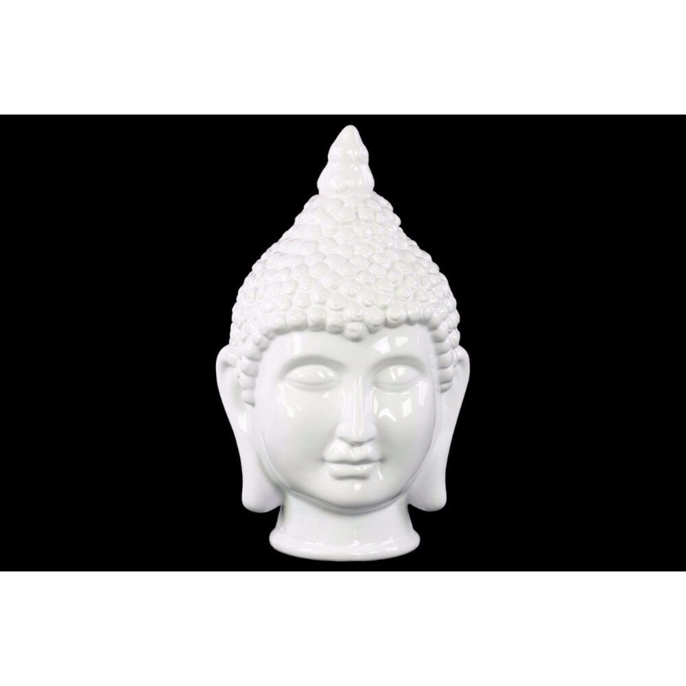 Buddha Head with Pointed Ushnisha Gloss Finish - White