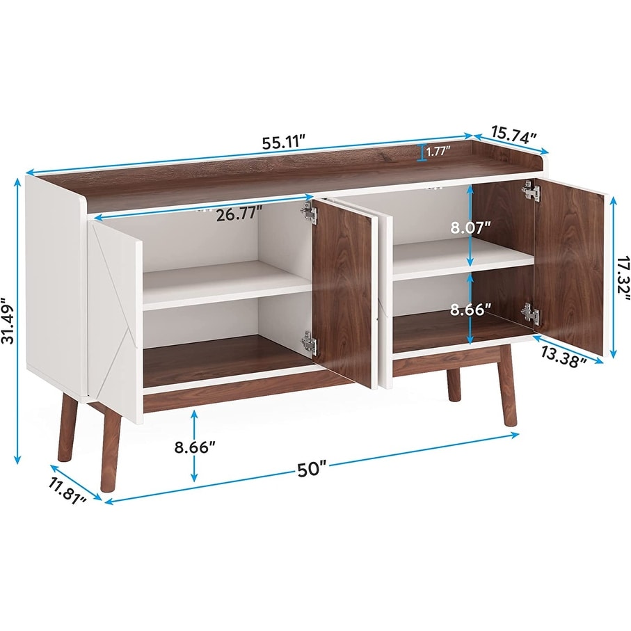 55-inch Kitchen Sideboard Buffet Cabinet with Storage Coffee Bar Cabinet with Doors - N/A
