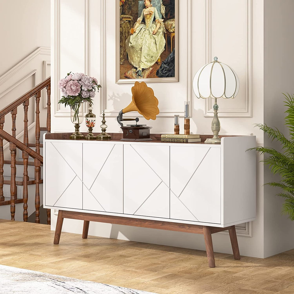 55-inch Kitchen Sideboard Buffet Cabinet with Storage Coffee Bar Cabinet with Doors - N/A
