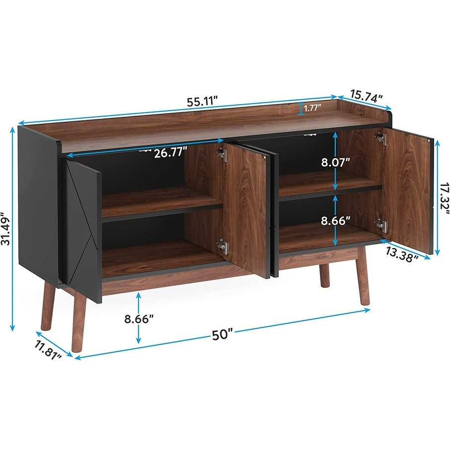 55-inch Kitchen Sideboard Buffet Cabinet with Storage Coffee Bar Cabinet with Doors - N/A