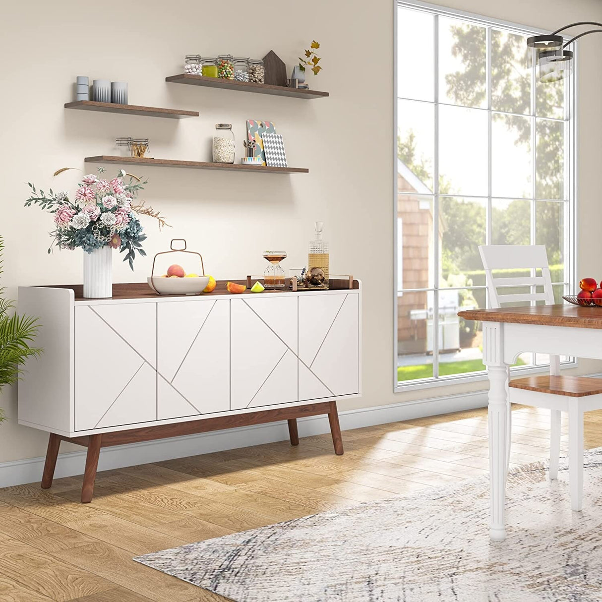 55-inch Kitchen Sideboard Buffet Cabinet with Storage Coffee Bar Cabinet with Doors - N/A