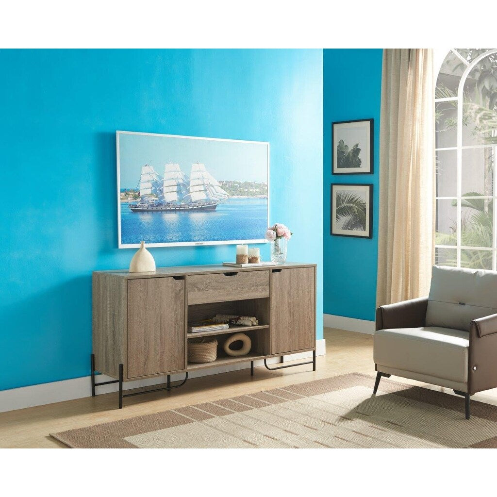 Buffet with Metal Legs with Two Door One Drawer Six Shelves