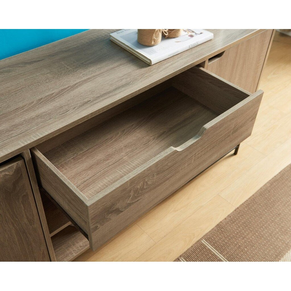 Buffet with Metal Legs with Two Door One Drawer Six Shelves