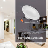 Bulbrite Pack of (4) 14 Watt Adjustable 5/6" Integrated LED Recessed Downlight with E26 Quick Connect Adapter, 5CCT