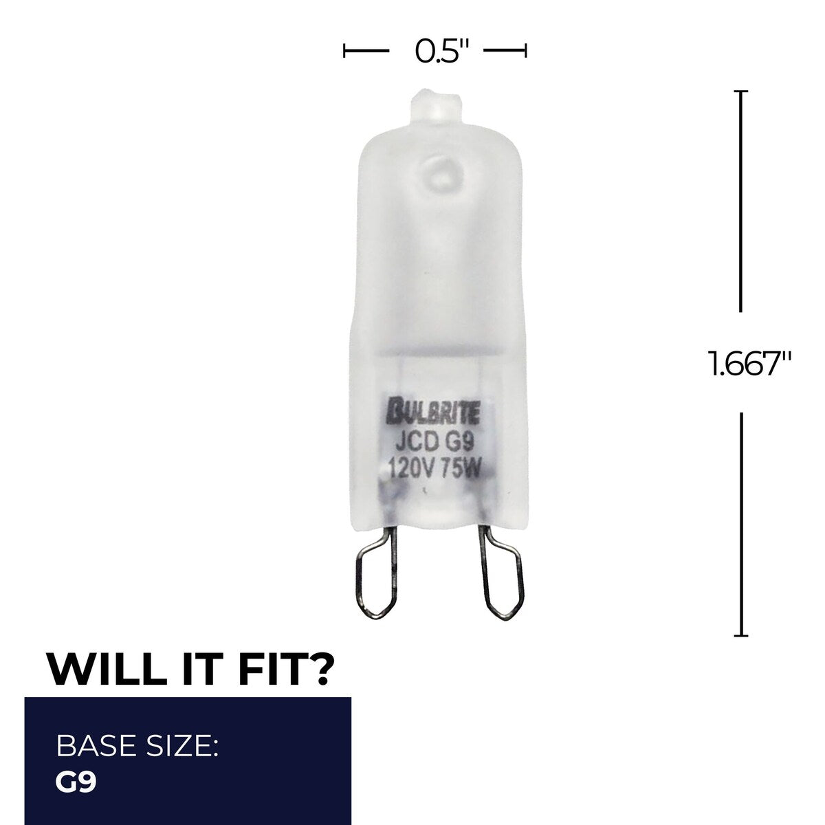 Bulbrite Pack of (5) 120V Dimmable T4 Halogen Mini Light Bulbs with Bi-Pin (G9) Base, 2900K Soft White Light