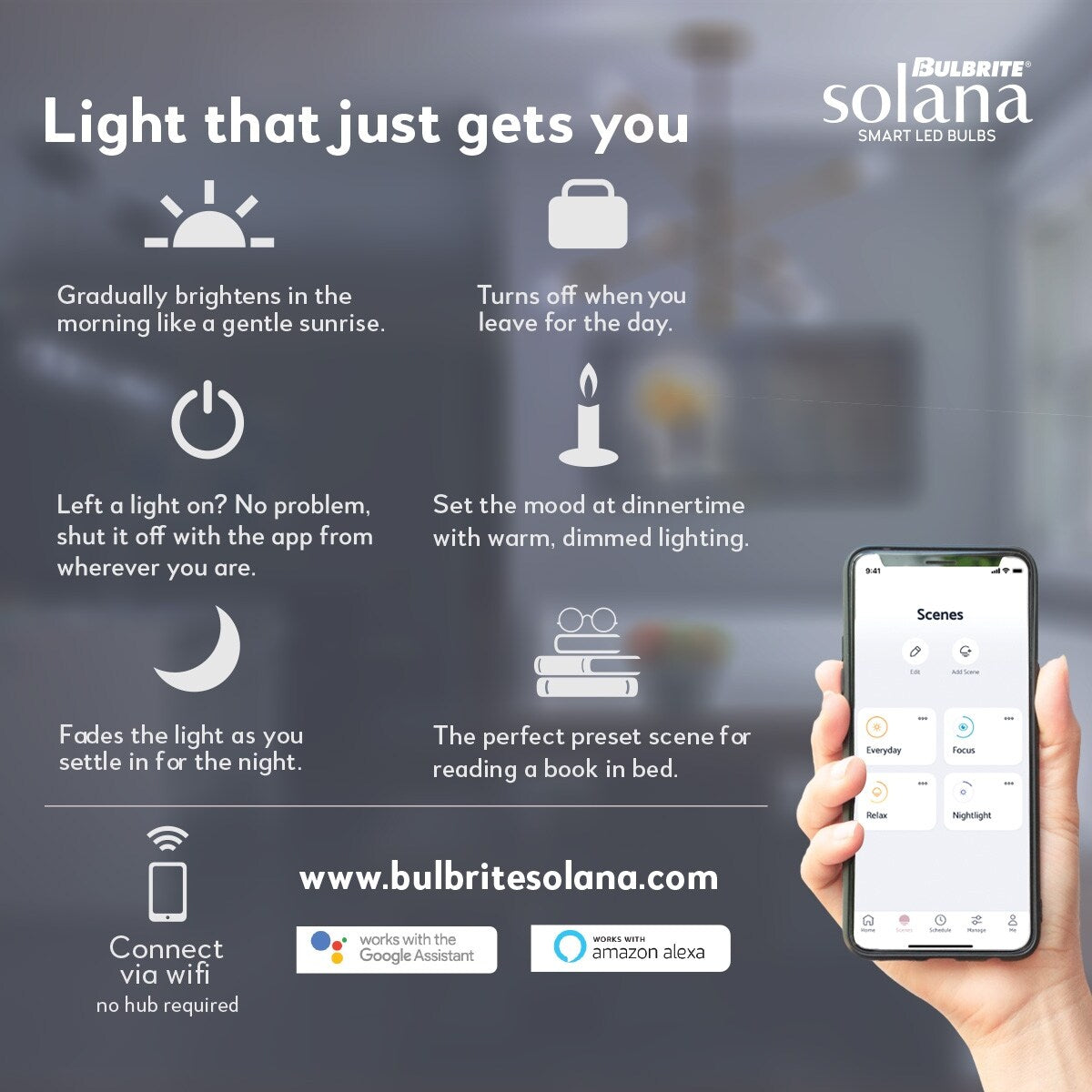Bulbrite Solana 2-Pack G25 WiFi Connected Edison Filament LED Smart Light Bulb, Clear - Tunable White