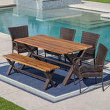 Bullerton Wicker Wood 6-piece Dining Set by Christopher Knight Home