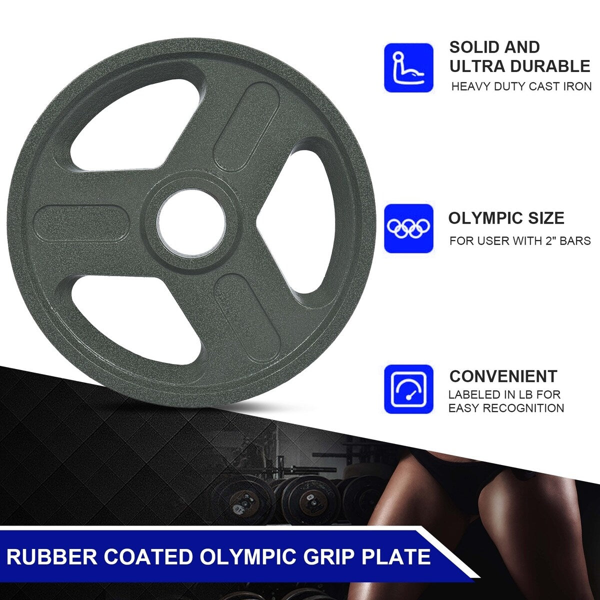 Bumper Plates Olympic weight plates, bumper weight plates, steel inserts, strength training, one piece of 25LB