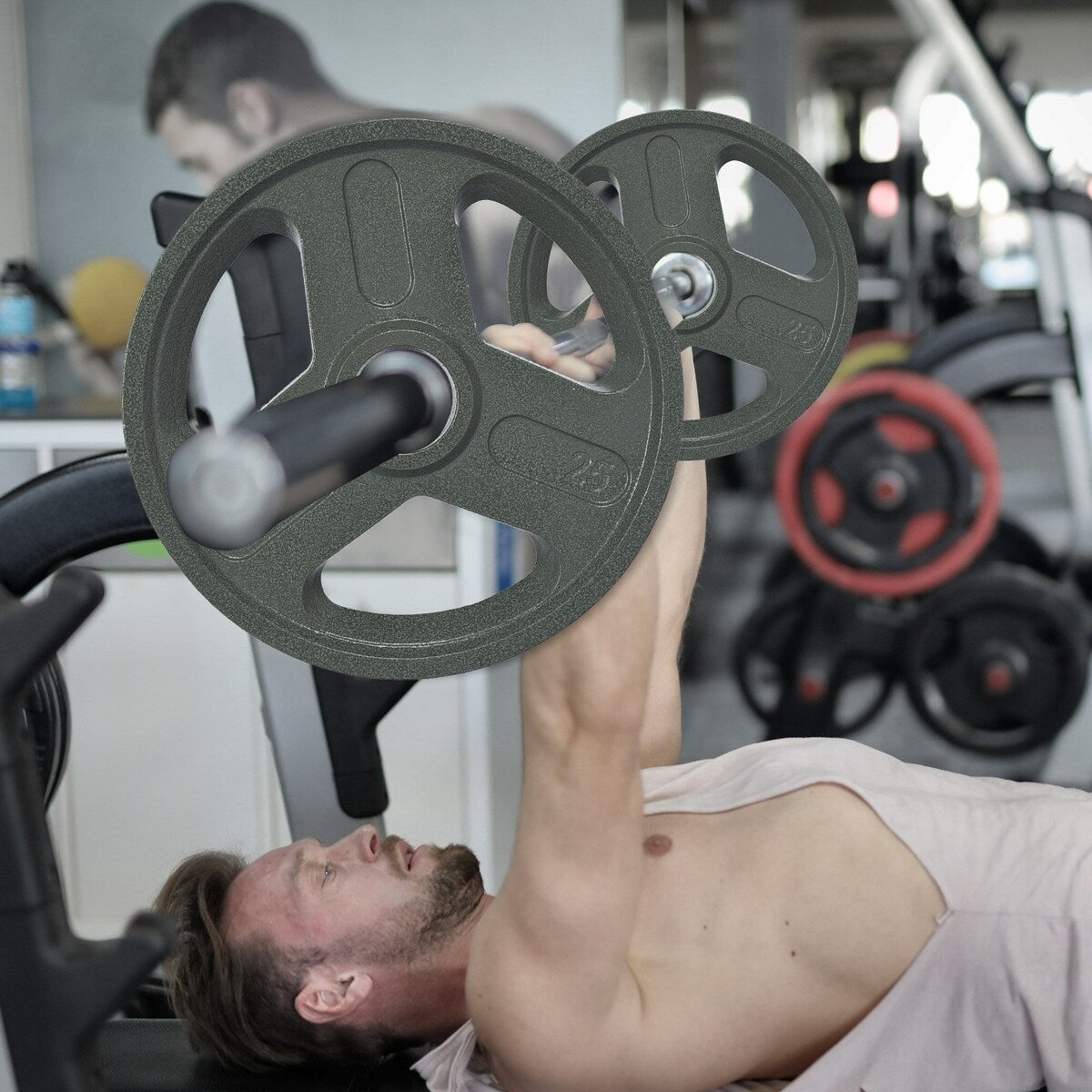 Bumper Plates Olympic weight plates, bumper weight plates, steel inserts, strength training, one piece of 25LB