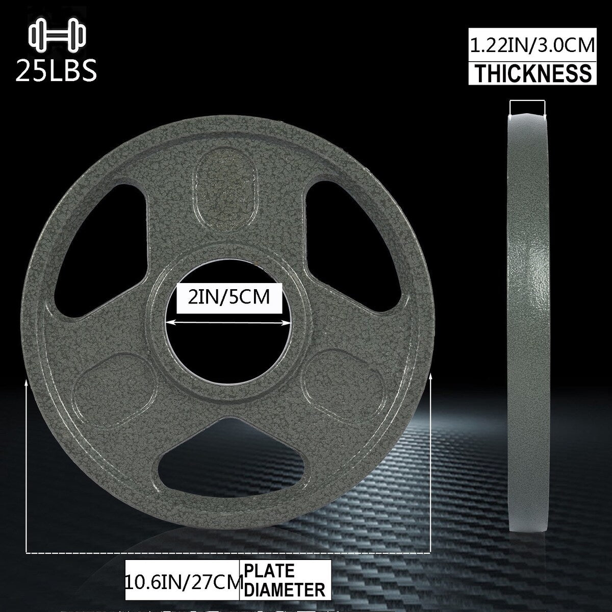 Bumper Plates Olympic weight plates, bumper weight plates, steel inserts, strength training, one piece of 25LB