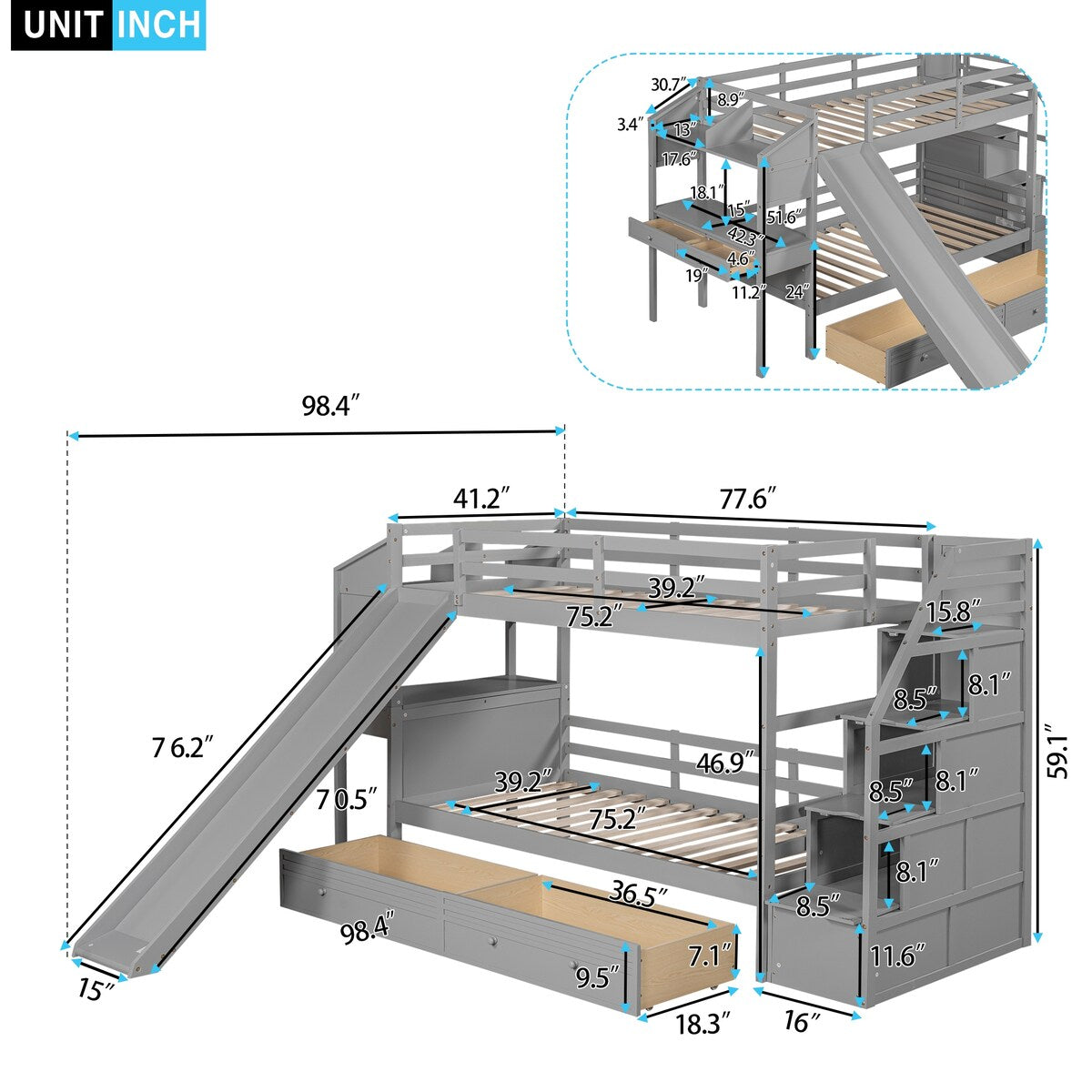 Bunk Bed with Storage