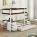Bunk Bed with Twin Trundle, Desk, 3 Drawers, USB Outlets and Safety Guardrails