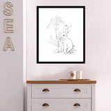 Bunny Sketch with Iris by Jodi Augustine Wood Framed Wall Art Print